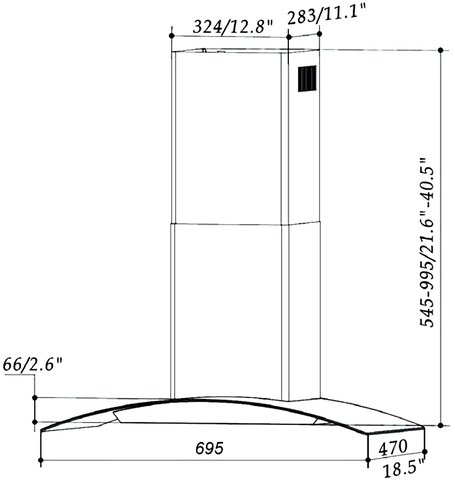 Máy hút mùi kính cong mặt kính đen EUH02170