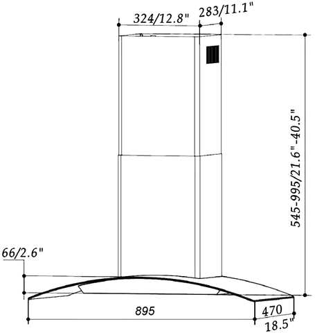 Máy hút mùi kính cong mặt kính đen EUH02190