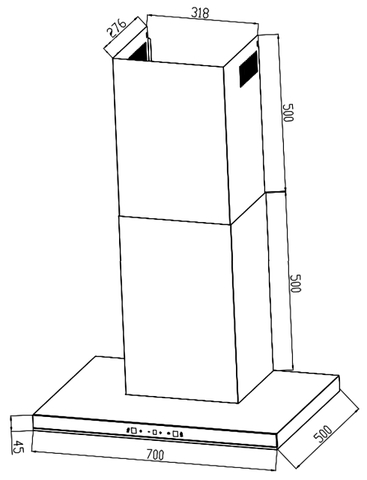 Máy hút mùi chữ T mặt kính đen EUH05070WH