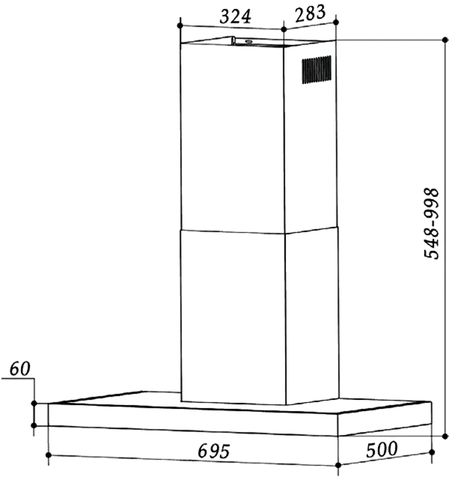 Máy hút mùi chữ T mặt kính đen EUH06170
