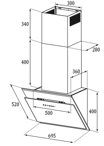 Máy hút mùi kính vát mặt kính đen EUH2870VM