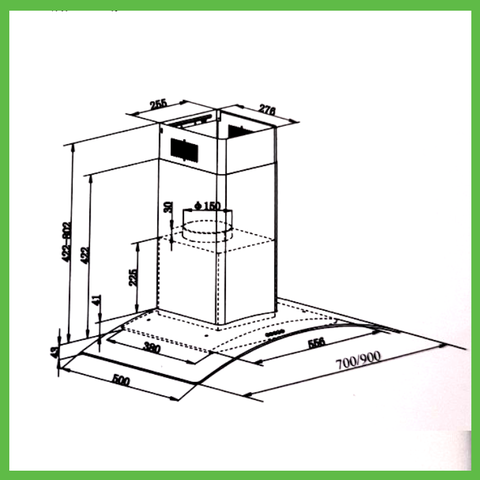 Máy hút mùi kính cong Faster FS-3570BL - Công suất hút cao