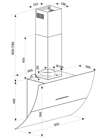 Máy Hút Mùi KAFF KF-LUX AT90H BK