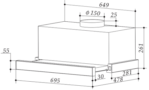 Máy hút mùi âm tủ BAUER BC 7002T