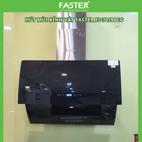 Máy hút mùi kính vát Faster FS-70/90CG Black, hàng chính hãng