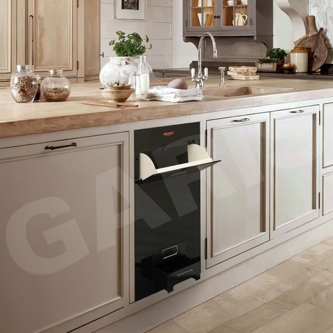 Thùng gạo Garis MRB830 mặt kính đen thùng inox 304 15kg