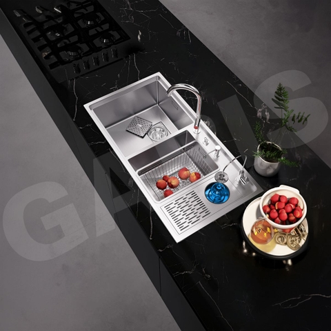 Chậu rửa bát 2 hố Garis MS22.96 tích hợp máy rửa cốc