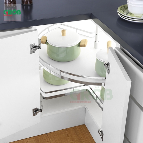 Mâm xoay 270 inox SUS304 nan dẹt đáy melamin Grob GM304-270.8