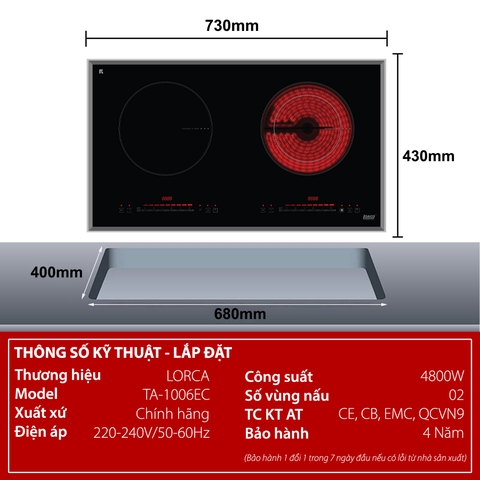 Bếp từ đôi Lorca TA 1006EC Plus