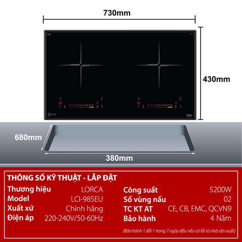 Bếp từ Lorca LCI 985EU SERIAL 8.0