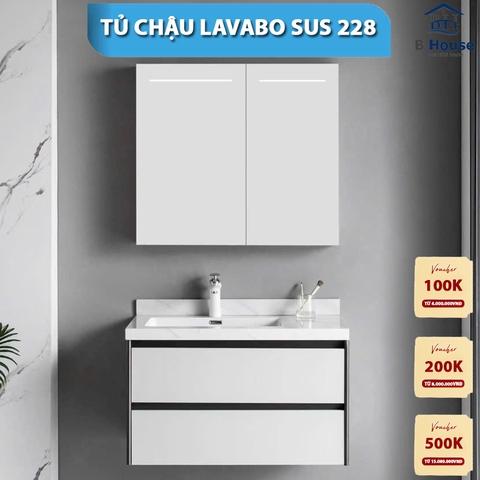Bộ Tủ Gương Phòng Tắm, Tủ Lavabo Đẹp, Tủ Lavabo Phòng Tắm SUS 228