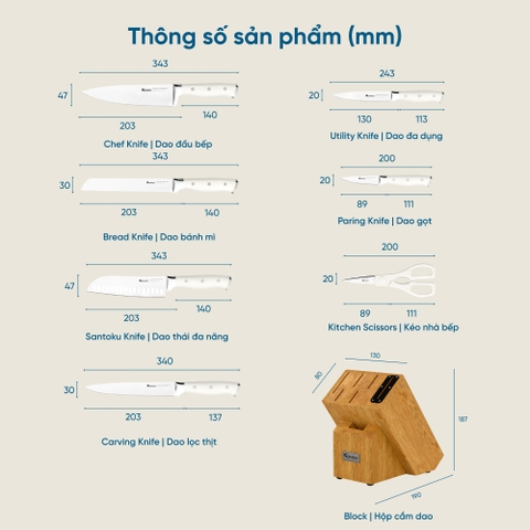 Bộ dao làm bếp cao cấp 7 món Konox Gouter
