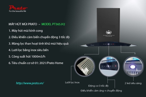 Máy hút mùi kính cong Prato PT-365.H2