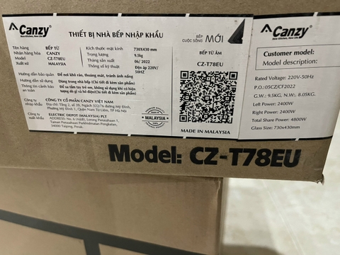 BẾP TỪ ĐÔI CANZY CZ T78EU