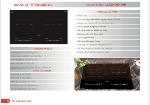 Bếp từ đôi Latino MT868 Serial 8.0