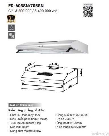 Máy hút mùi Fandi FD 705SN