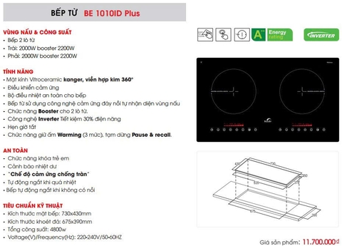 Bếp từ đôi Bauer BE 1010ID Plus