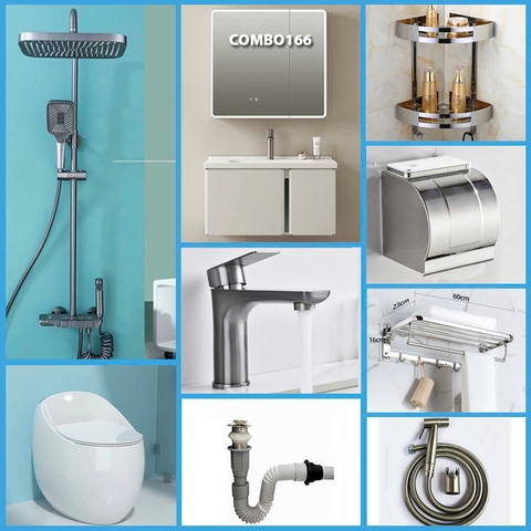 Combo phòng tắm, combo nhà tắm, trọn bộ thiết bị vệ sinh phòng tắm 166