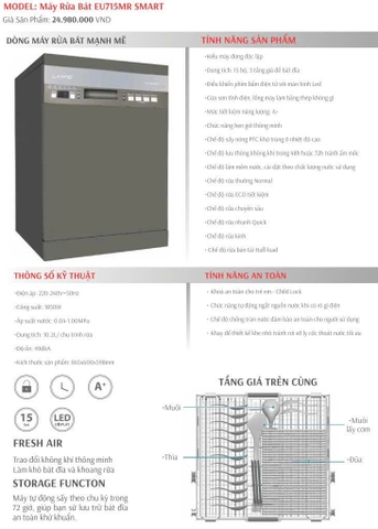 Máy rửa bát Latino LT EU715MR Smart