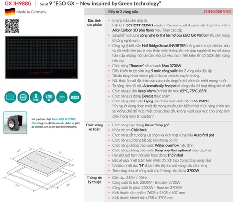 Bếp từ GrandX GX IH988G