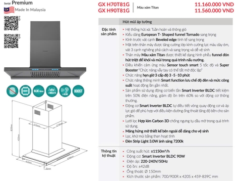 Máy Hút Mùi GX H70T81G
