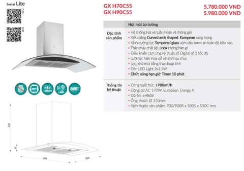 Máy Hút Mùi GRANDX GX H90C55