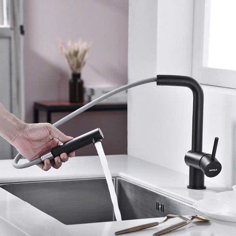 Vòi Rửa Chén Hafele HT21-GH1P250 577.55.390 Nóng Lạnh Màu Đen