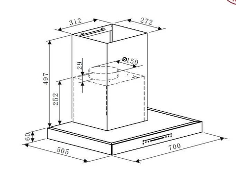 Máy hút mùi Hafele HC-W705B 533.87.377
