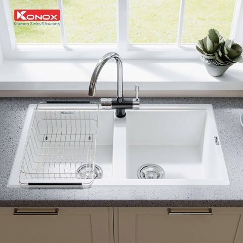 Chậu rửa bát Konox Granite Sink Phoenix Smart 860 – White Silver