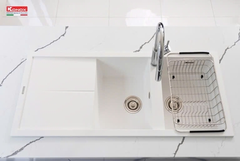Chậu rửa bát KONOX Granite Sink Livello Smart 1160 – White Silver