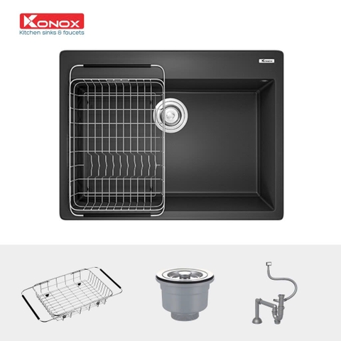 Chậu rửa bát KONOX Granite Sink Ruvita 680 – Black
