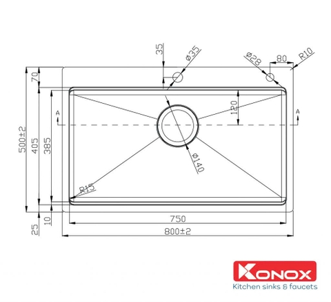 Chậu rửa bát KONOX KN8050TS