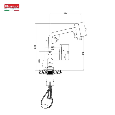 Vòi rửa bát Konox Volta Nickel