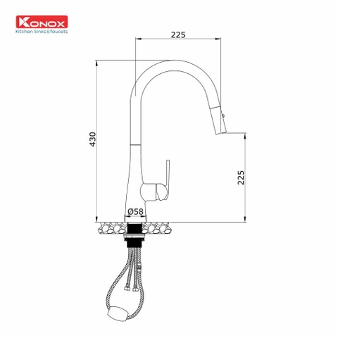 Vòi rửa bát Konox Curva Black
