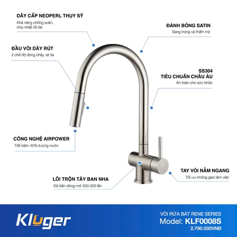 Vòi rửa bát Kluger KLF0008SS