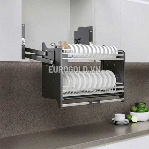 Giá Bát Đĩa Nâng Hạ INOX 304 Khung Màu Ghi EVI180G (EVI980G) Eurogold