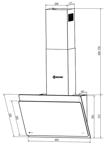 Máy Hút mùi Buchen BU88DWB