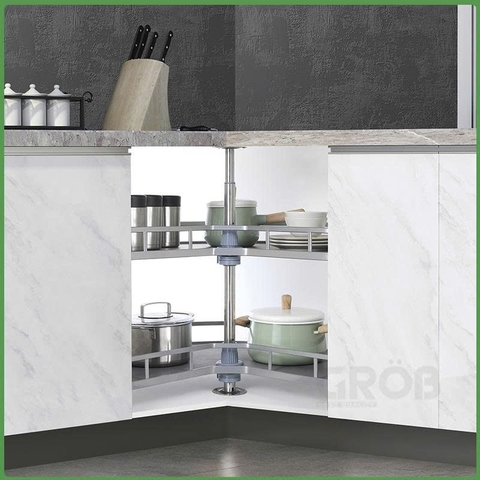 Mâm xoay 270 inox SUS304 nan dẹt đáy melamin Grob GM304-270.9