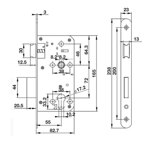 Thân khóa Diy  Hafele BS 55 - CC 72  489.10.560