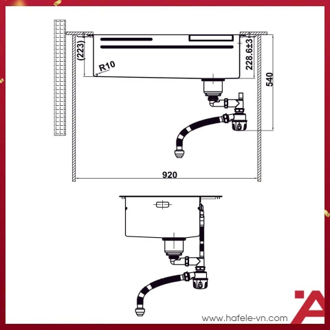 Chậu Rửa Chén Bát Inox WF R10 HS25-SSN1S-8052 Hafele 567.24.488