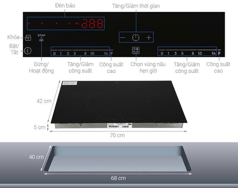 Bếp từ đôi lắp âm Electrolux EHI7260BB