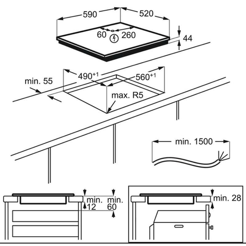 BẾP TỪ ÂM BA VÙNG NẤU ELECTROLUX LIT60336 CẢM ỨNG 7350W