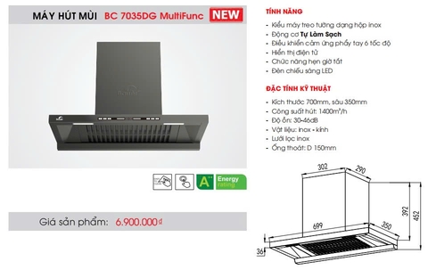 Máy hút mùi Bauer BC 7035DG Multifunc