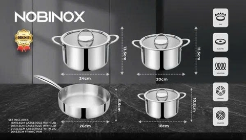BỘ NỒI CHẢO 4 MÓN NOBINOX PLANUM NX800