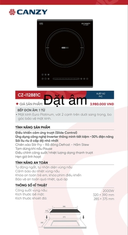 Bếp từ đơn âm Canzy CZ-I12881C