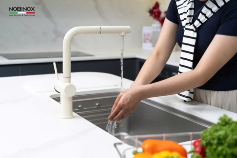 VÒI RỬA BÁT DÂY RÚT NOBINOX BIANCO NX602