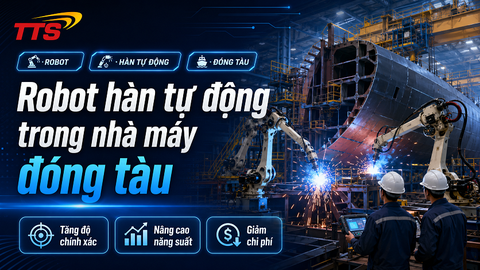 Robot hàn tự động trong nhà máy đóng tàu