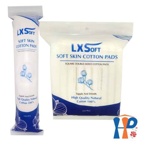 Bông tẩy trang LXSoft Soft Skin Cotton Pads (150M tròn, 222M vuông)