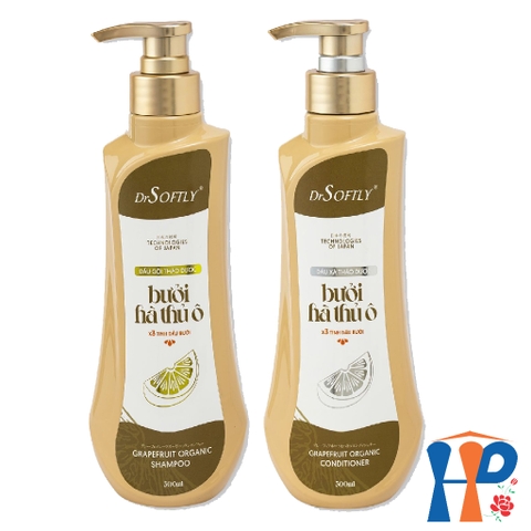 Cặp gội xả thảo dược Bưởi Hà Thủ Ô DrSoftly Grapefruit Organic Shampoo & Conditioner 500ml