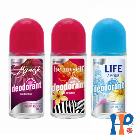 Lăn Khử Mùi Nước Hoa Nữ Dear Body Deodorant Roll On Glass For Women 50ml (Bảo Vệ 48h)